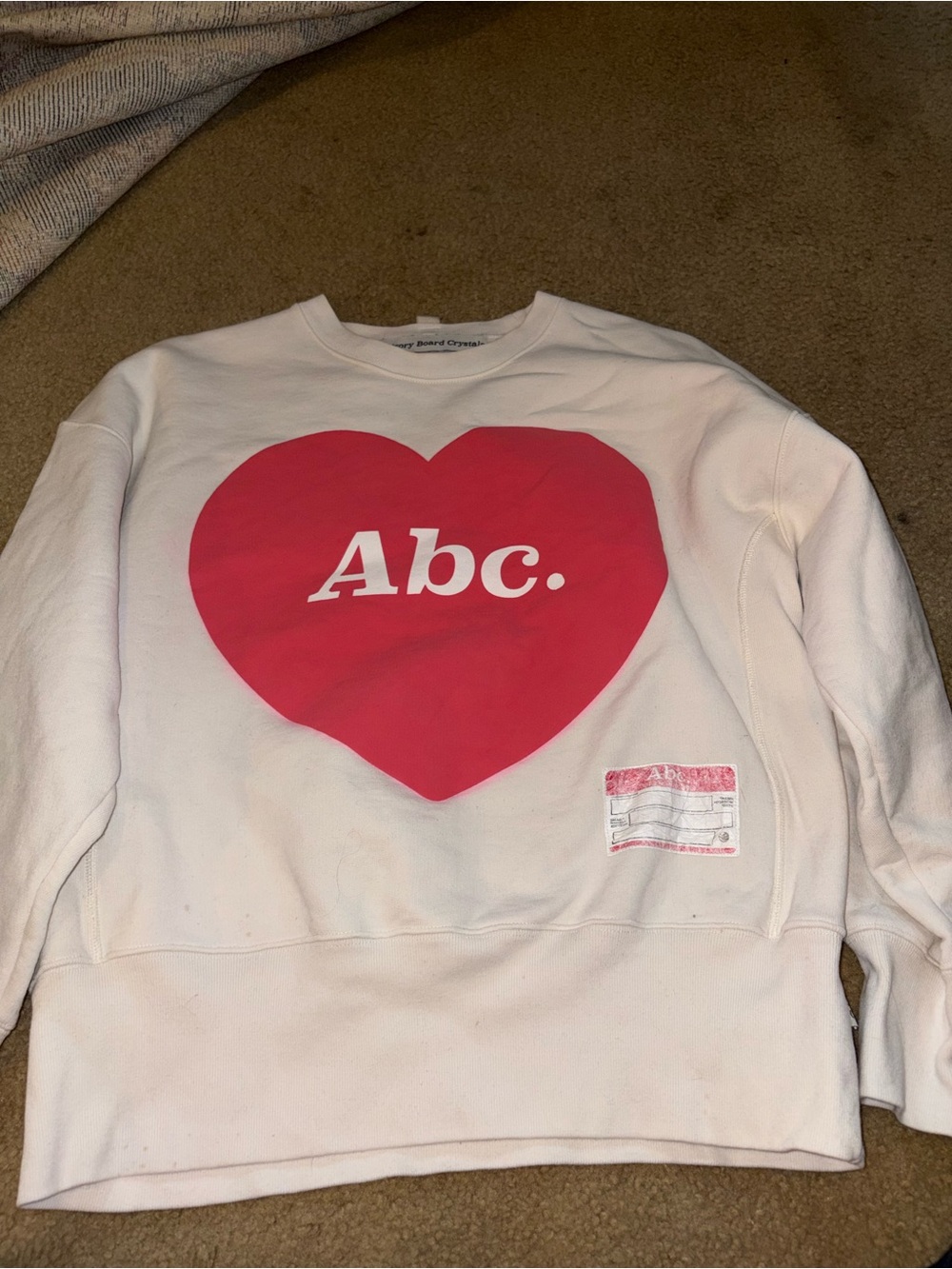 Advisory Board Crystals Abc. Valentines Day v3 Sweatshirt - Size Large - Cream